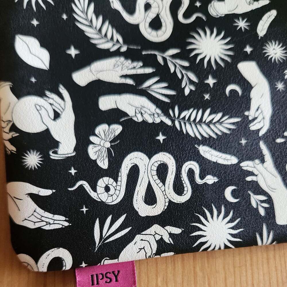Ipsy Glam Bag with Witchy Mystic Hands and Snake Print and Crystal Ball Zipper P